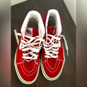 Youth Vans high top red SK8 sneaker shoes size 5